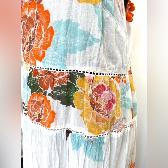 Anthropologie, Farm Rio maxi dress Havana floral, Pom-pom trim 100% cotton. Sz M - Picture 5 of 14